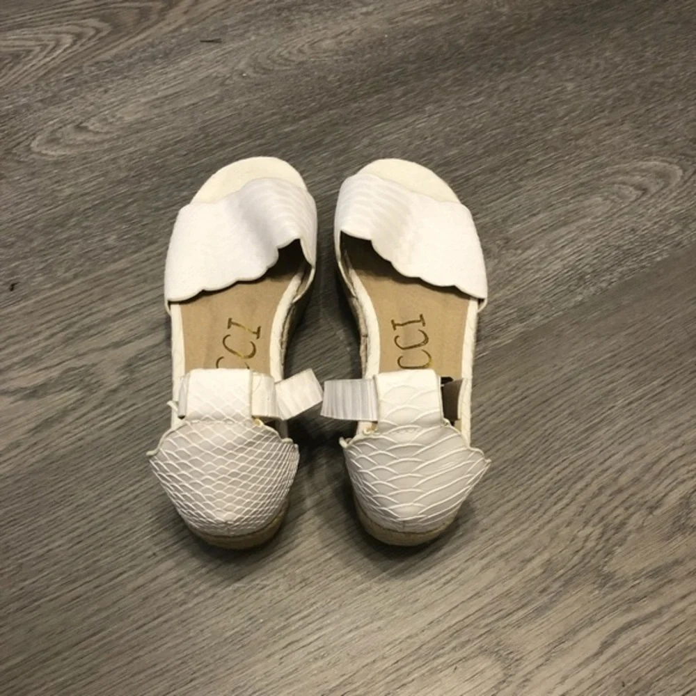 Coccoli White Leather Ankle Platform Sandals 7‎